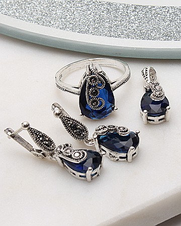 marimea 61 - Set argint cu marcasite cod 3-51074, gr10.5