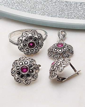marimea 60 - Set argint cu marcasite cod 3-51089, gr8.1