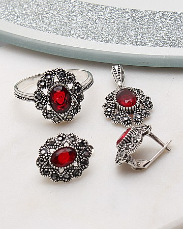 marimea 61 - Set argint cu marcasite cod 3-51090, gr7.9