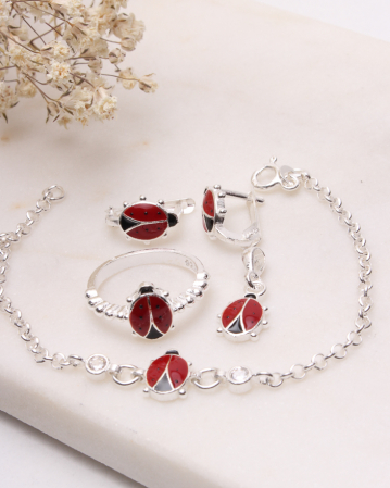 BIJUTERII ARGINT PENTRU COPII - Set argint 925 buburuza 5.6g