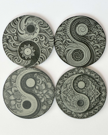 Colectia Ardezie - suport pahare yin si yang