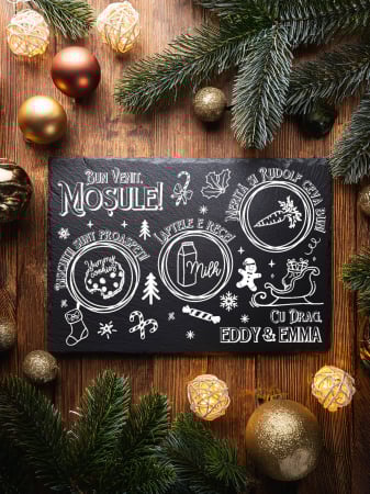 Colectia Ardezie - platou mos craciun ardezie personalizat