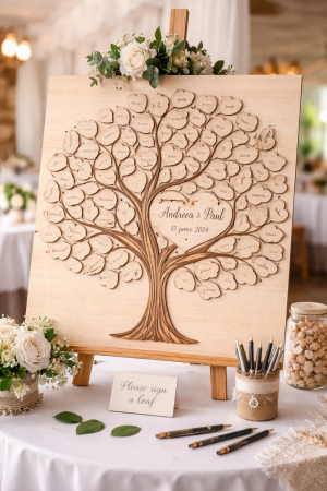 Evenimente - Guest Book personalizat din lemn – gravură laser