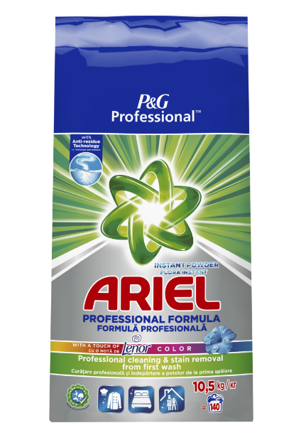 Detergent de rufe pudra Ariel Professional Touch of Lenor Color, 140 spalari, 10.5 kg [1]