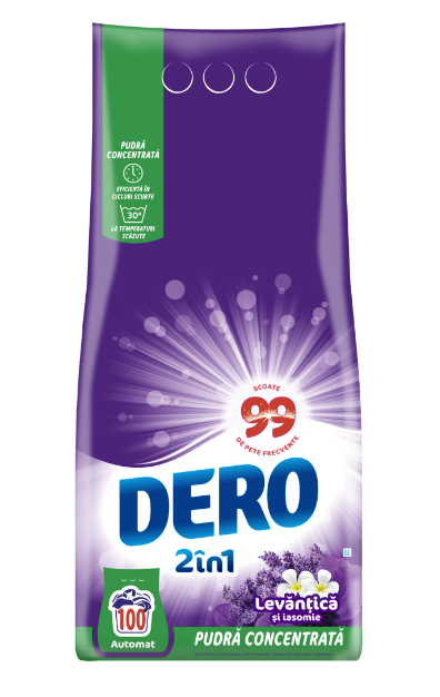 Detergent de rufe pudra Dero 2in1 Levantica si iasomie, 7.5 kg, 100 spalari [1]