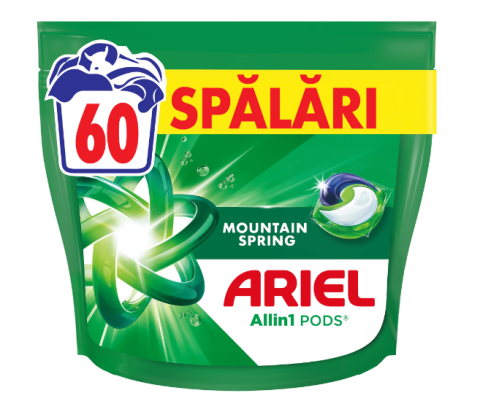 Detergent Rufe - Detergent de rufe capsule Ariel Allin1 PODS Mountain Spring, 60 Spalari
