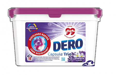 Spalare si intretinere rufe - Detergent de rufe capsule Dero 2in1 Levantica si Iasomie, 18 spalari