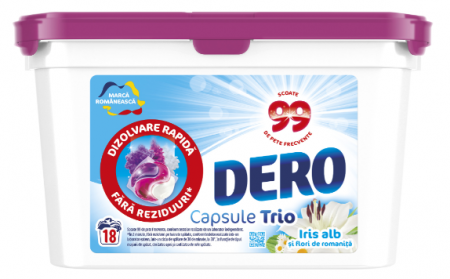 Spalare si intretinere rufe - Detergent de rufe capsule Dero 2in1 Iris Alb, 18 spalari