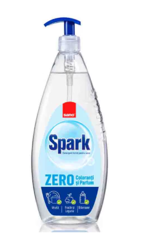 Detergent vase - Detergent vase cu pompita Sano Spark Zero coloranti si parfum, 1L