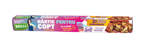 Folii si pungi alimentare - Hartie de Copt Brilli, 30 Coli pe Cutie, Dimensiune 380x420 mm, Culoare Alb