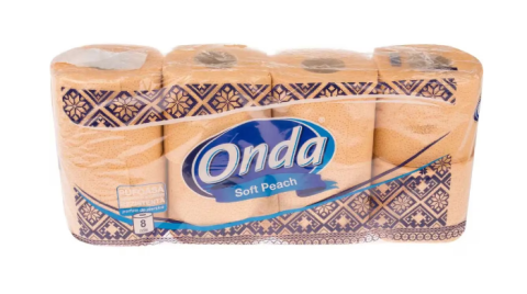 Produse curatare baie - Hartie igienica, Onda, piersica, 3 straturi, 8 role