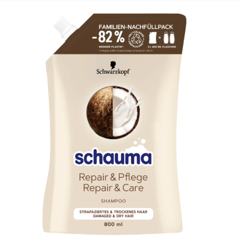Sampon de par - Rezerva reciclabila de sampon Schauma Repair & Care pentru par uscat si deteriorat, 800 ml