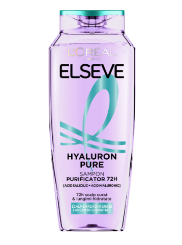 Cosmetice - Sampon purificator L'Oreal Paris Elseve Hyaluron Pure pentru scalp si radacini grase si lungimi deshidratate, 400 ml