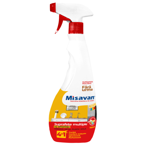 Solutii suprafete bucatarie - Solutie multifunctionala pe baza de amoniac Misavan 4in1 750ml