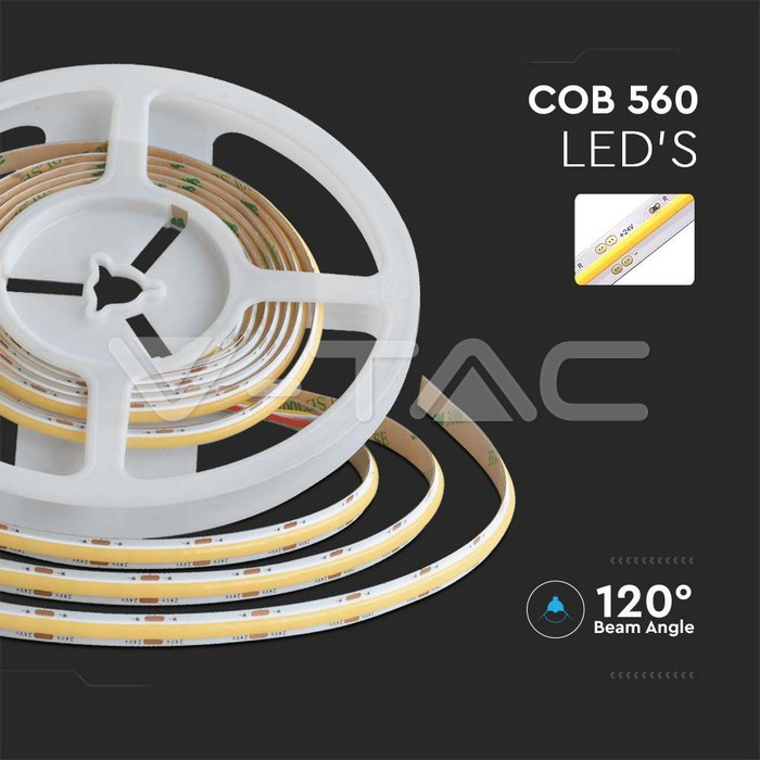Bandă LED COB V-TAC CCT 3 în 1 24V 18W/m IP20 [7]