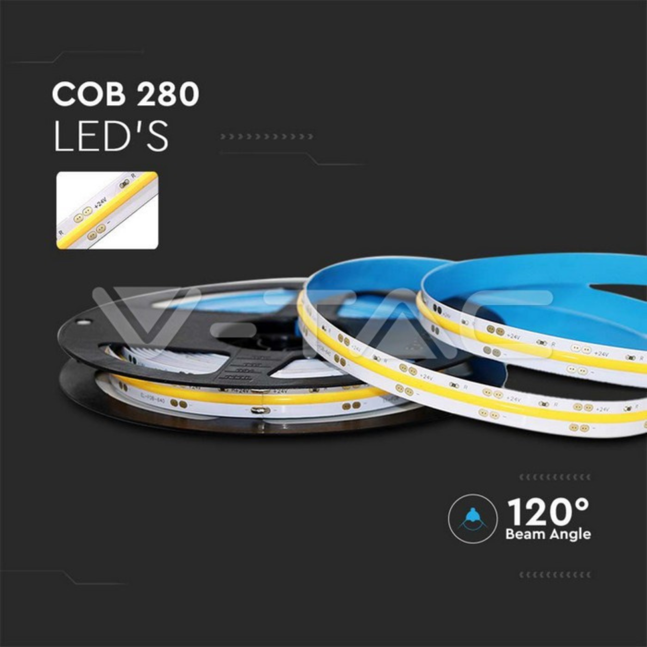 Bandă LED V-TAC SMD3528 120 LED/m 4000K IP20 [7]