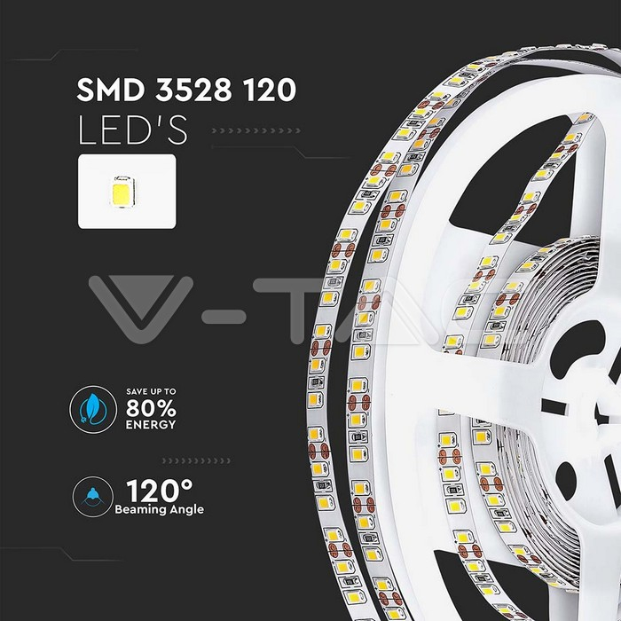 Bandă LED V-TAC SMD3528 120 LED/m 4000K IP20 [8]