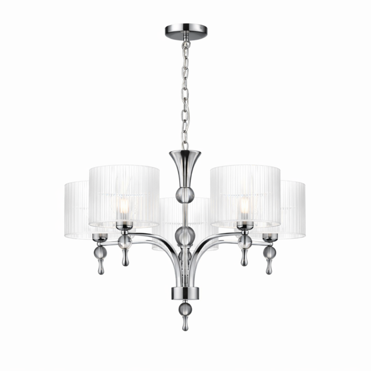 Candelabru Azzardo IMPRESS 5 WHITE 5xE27 alb cu abajururi textile AZ1007 [2]