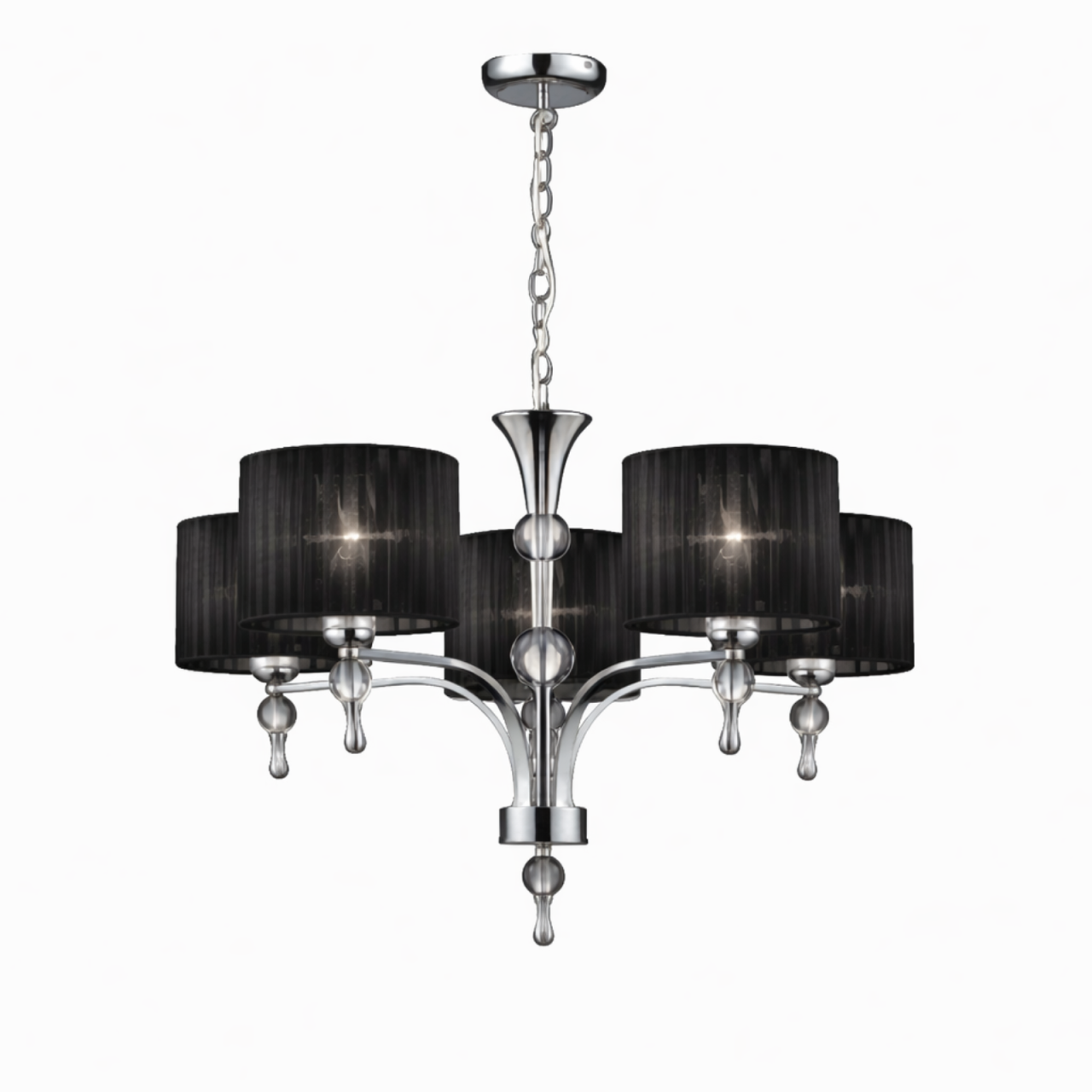 Candelabru Azzardo IMPRESS 5 BLACK 5xE27 negru cu abajururi textile AZ0499 [2]
