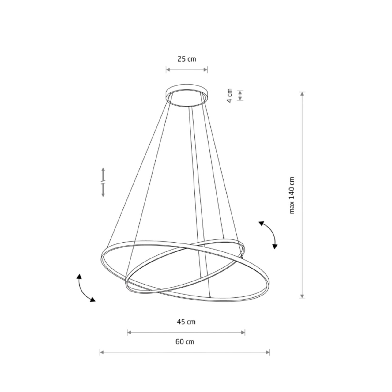 Lampă suspendată CIRCOLO LED 35W, 3000K, 1200lm, negru – iluminat modern [4]
