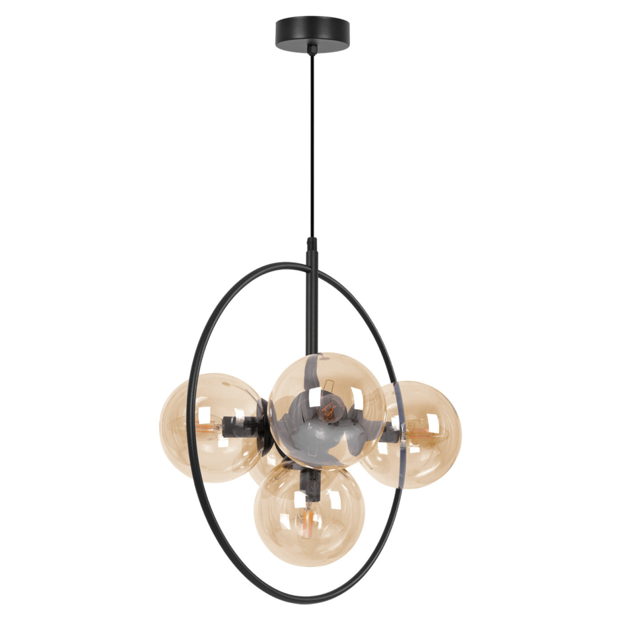 Lustră Kaja LOGAN K-5369 negru cu sticlă chihlimbar 5xE14 [2]