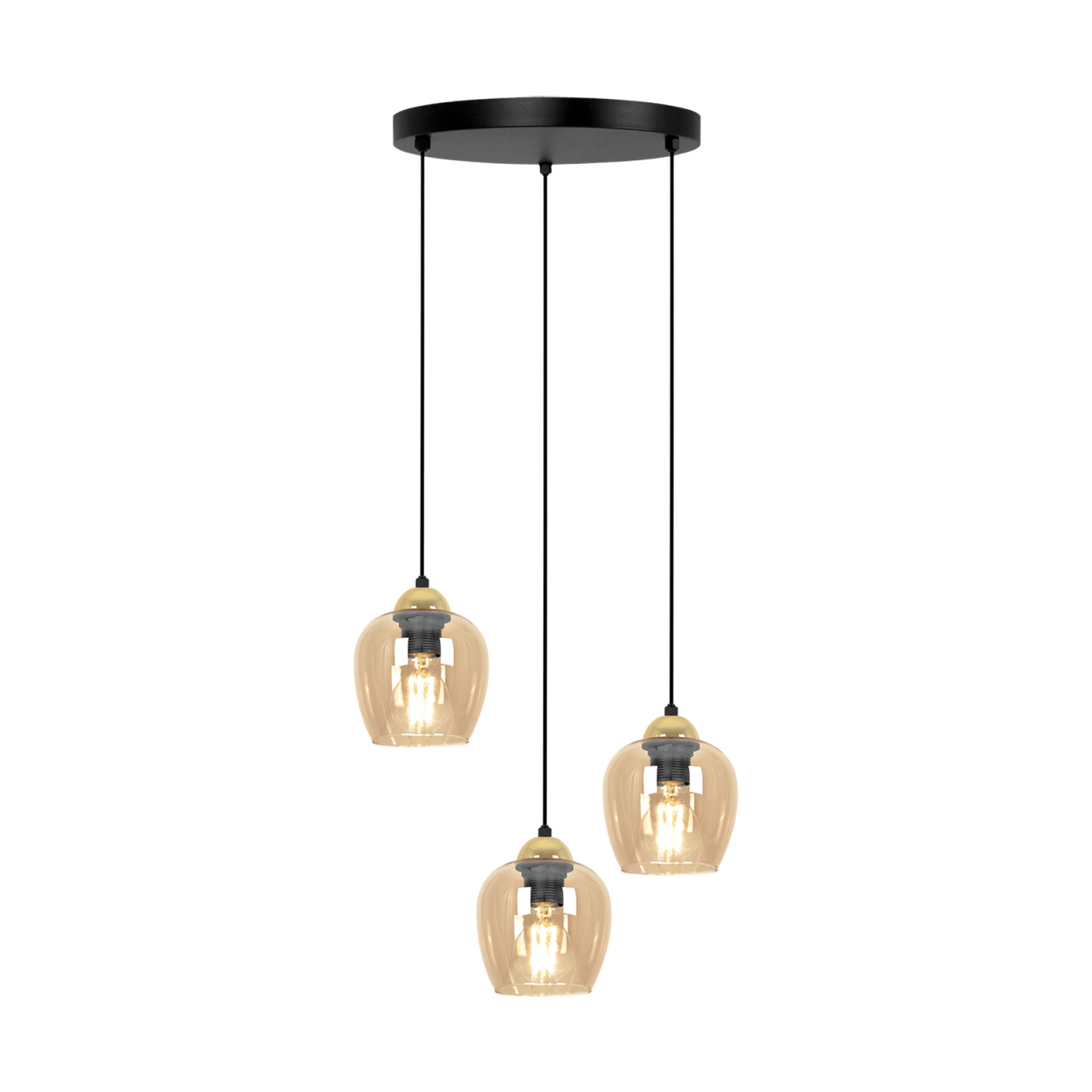 Lampă suspendată K‑5606 TULA 3xE27 – design modern negru‑auriu [3]