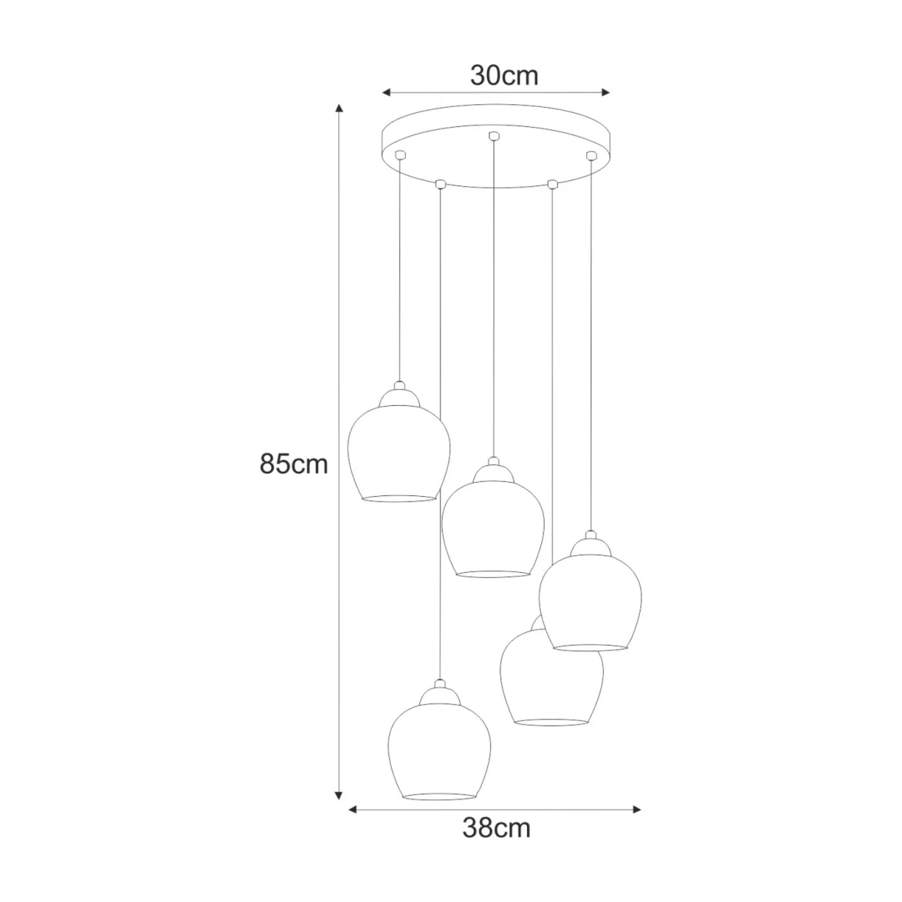Lampă suspendată K-5607 TULA 5xE27 negru auriu chihlimbar [3]