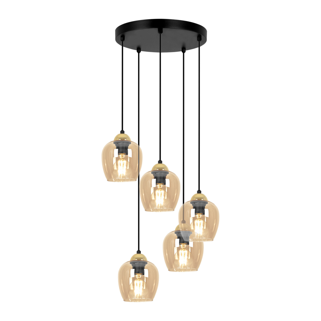 Lampă suspendată K-5607 TULA 5xE27 negru auriu chihlimbar [2]