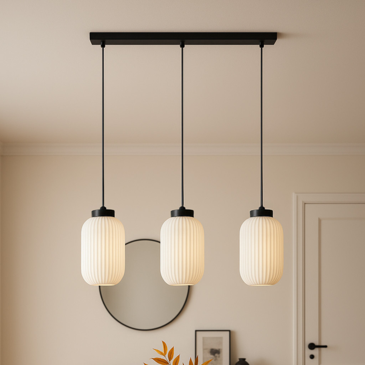 Lustră Kaja VILAR K-5734 negru 3xE27 cu sticlă albă riflată [4]