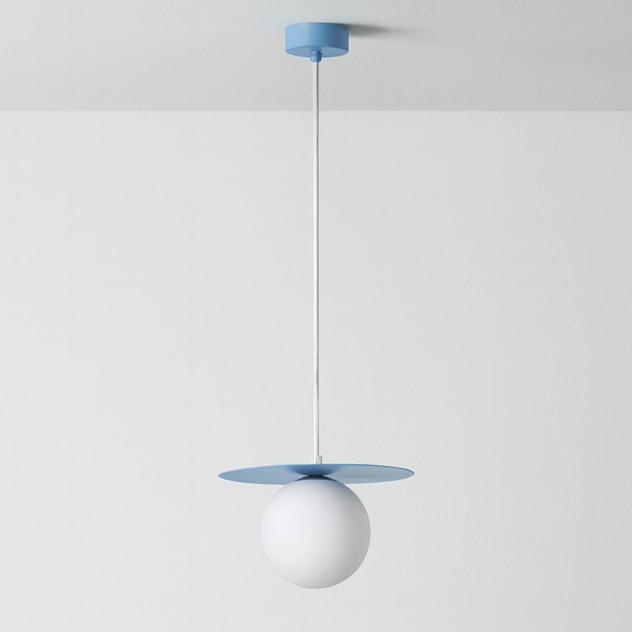 Lampă suspendată ROBIN K-5445 albastru pastel cu glob alb G9 | Kaja Lighting [2]