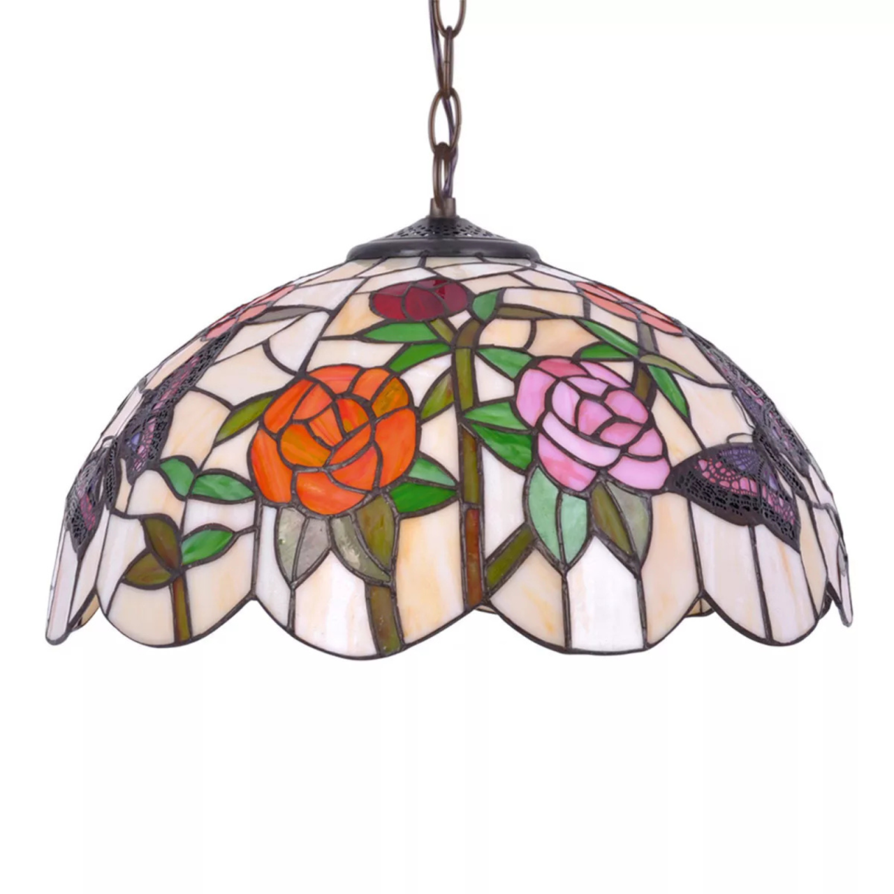Lampă suspendată ROSE K-P16835 Tiffany cu vitraliu și trandafiri | Kaja Lighting [2]