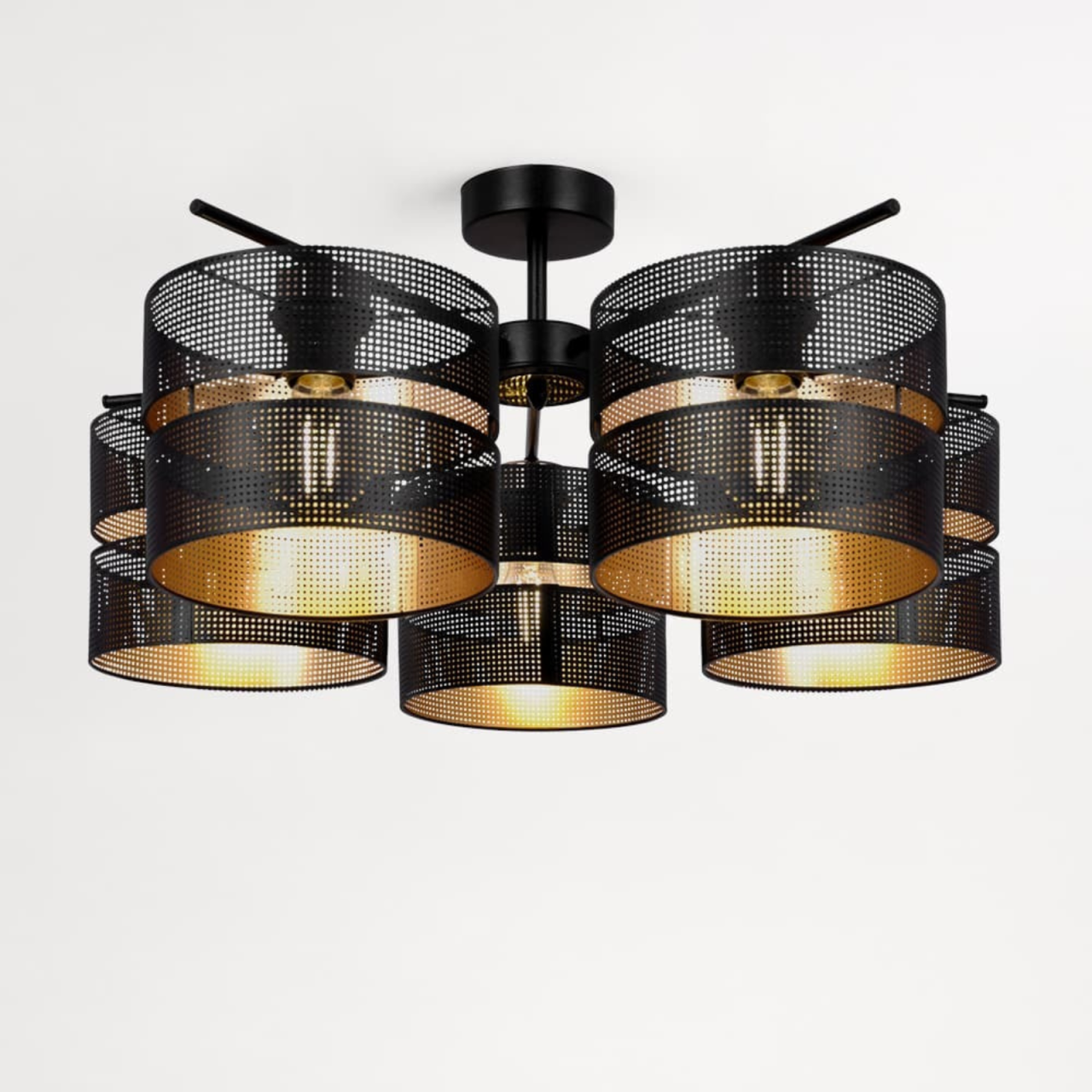 Plafonieră MALAVI K-5503 negru cu interior auriu, 5 surse E27 [2]