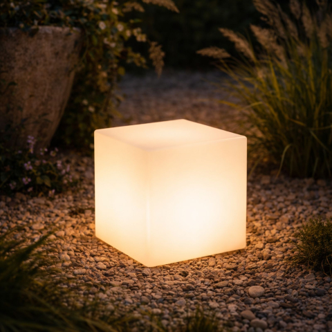 Lampi gradina - Lampă portabilă CUMULUS CUBE M – exterior, E27, IP44, 38,5 cm