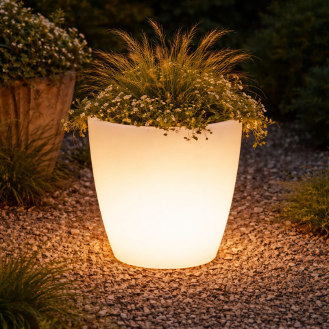 Lampi gradina - Lampă portabilă FLOWERPOT S – alb freestanding IP44 cu soclu E27