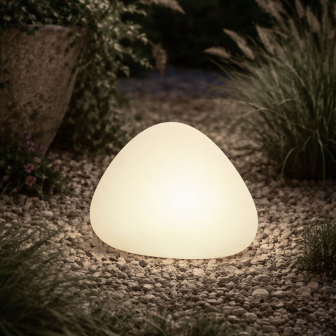 Lampi gradina - Lampă portabilă STONE S – decor grădină alb, IP44, E27