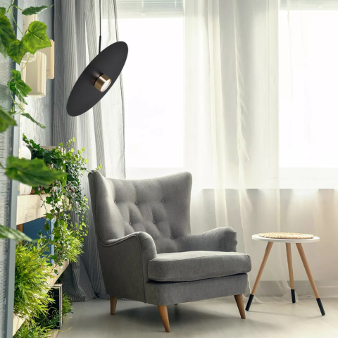 Lustra - Lampă suspendată K-5457 BURGAS 1xGX53 negru auriu