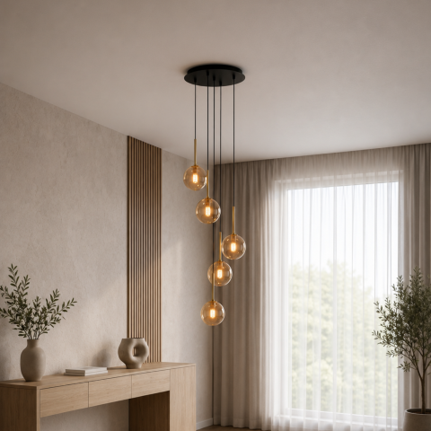 Lustra - Lampă suspendată K-5561 GALAXY 5xG9 negru auriu