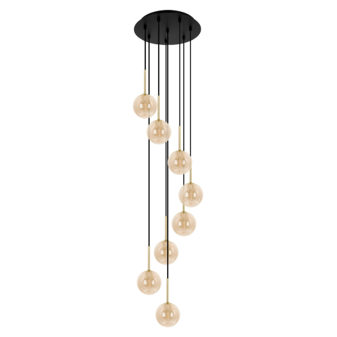Lampă suspendată K-5562 GALAXY 8xG9 negru auriu