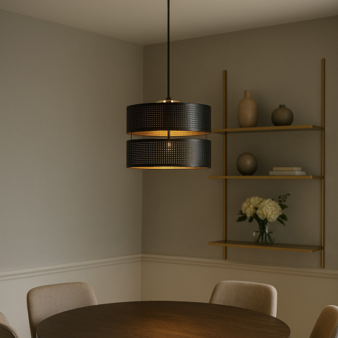 Lustra - Lampă suspendată MALAVI K-5500 negru cu interior auriu