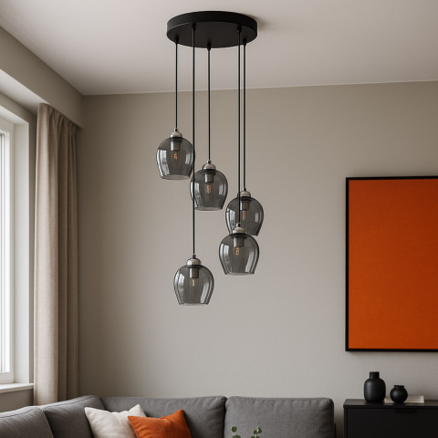 Lustra - Lampă suspendată K-5612 NIRA 5xE27 negru grafit