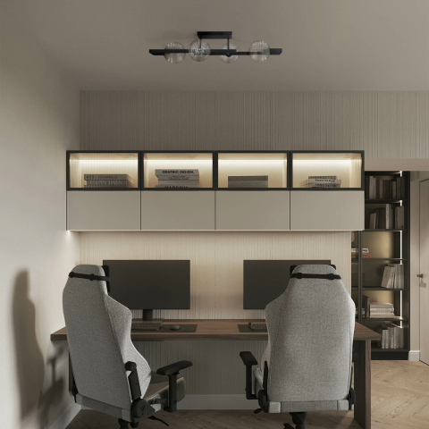 Plafoniere - Lustră Kaja PARMA K-5760 negru cu sticlă transparentă 2xG9