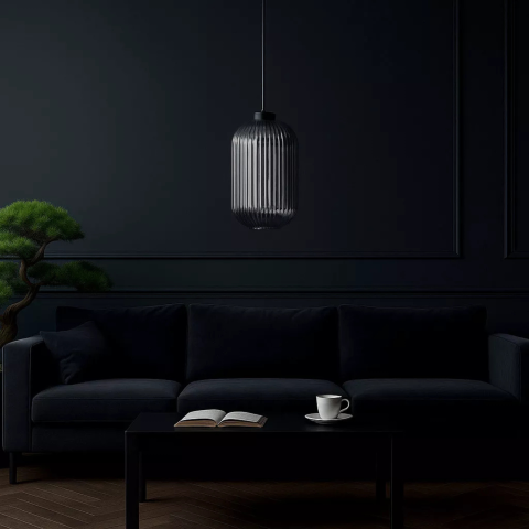 Lustra - Pendul Kaja SILVA K-5751 negru cu sticlă grafit E27