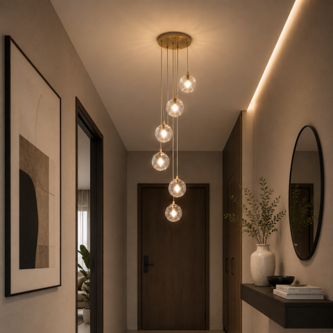 Candelabre - Lustră Kaja TESORO K-5701 bej cu sticlă transparentă 6xG9