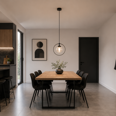 Lustra - Pendul Kaja VENTA K-5476 negru chihlimbar E14
