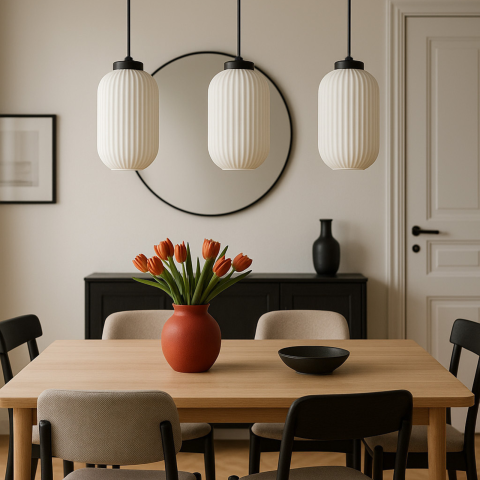 Lustra - Lustră Kaja VILAR K-5734 negru 3xE27 cu sticlă albă riflată