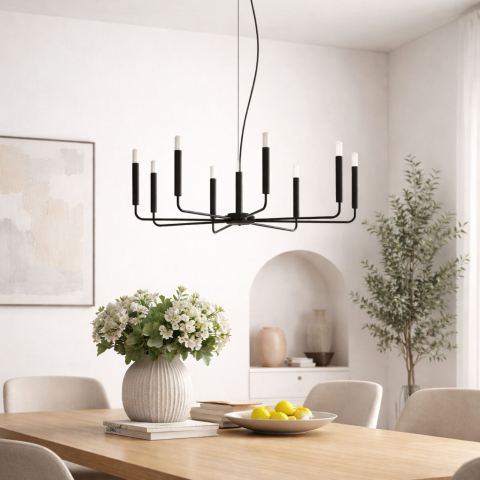 Candelabre - Lampă suspendată Nowodvorski ORTO VIII negru 8xGU10 11460