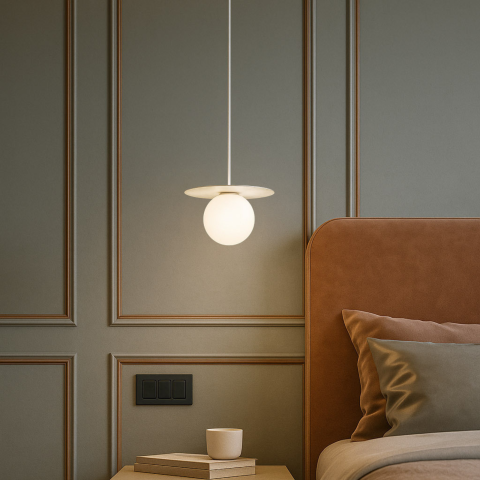 Iluminat decorativ - Lampă suspendată ROBIN K-5430 alb cu glob opal G9 | Kaja Lighting