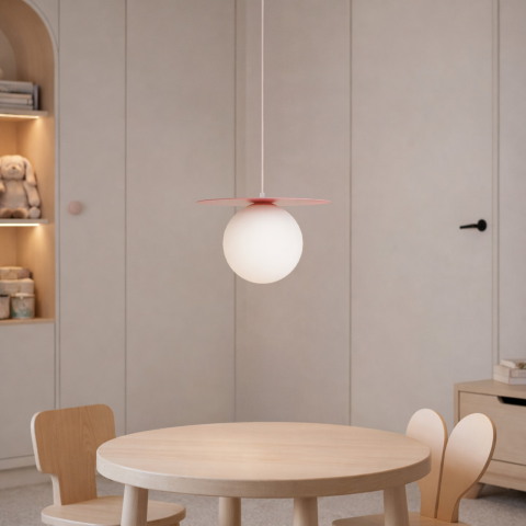 Iluminat decorativ - Lampă suspendată ROBIN K-5440 roz pudrat cu glob alb G9 | Kaja Lighting