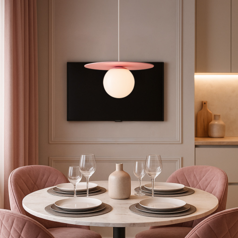 Iluminat decorativ - Lampă suspendată K-5441 ROBIN 1xG9 alb roz