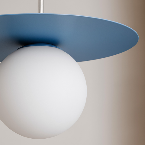 Iluminat decorativ - Lampă suspendată ROBIN K-5445 albastru pastel cu glob alb G9 | Kaja Lighting